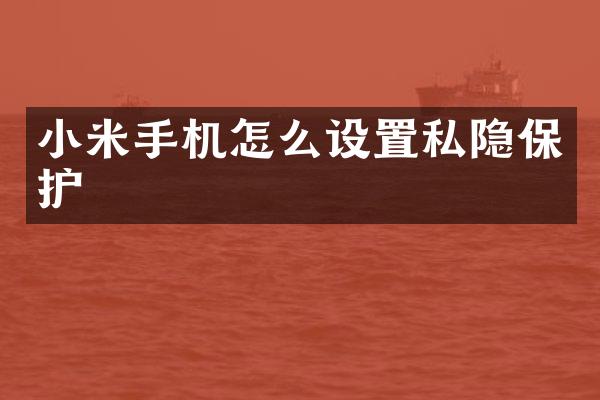 小米手机怎么设置私隐保护