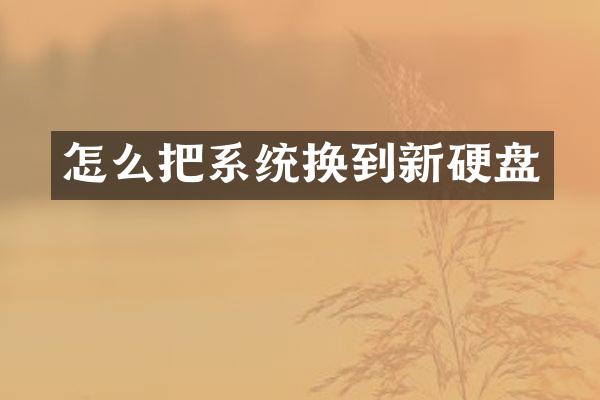 怎么把系统换到新硬盘