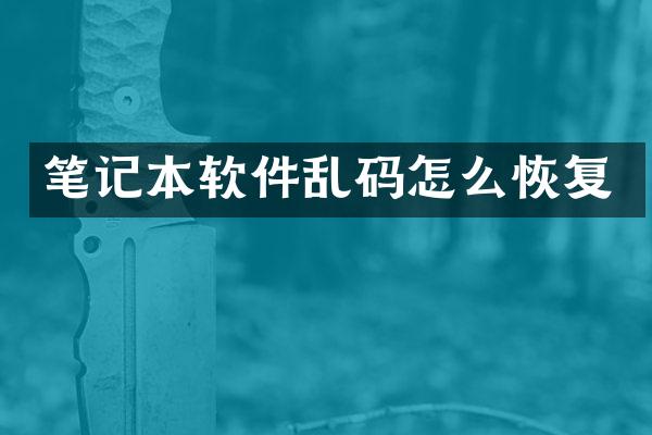 笔记本软件乱码怎么恢复