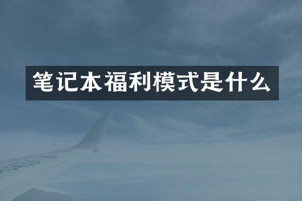 笔记本福利模式是什么