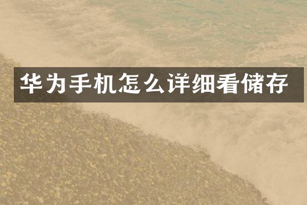华为手机怎么详细看储存