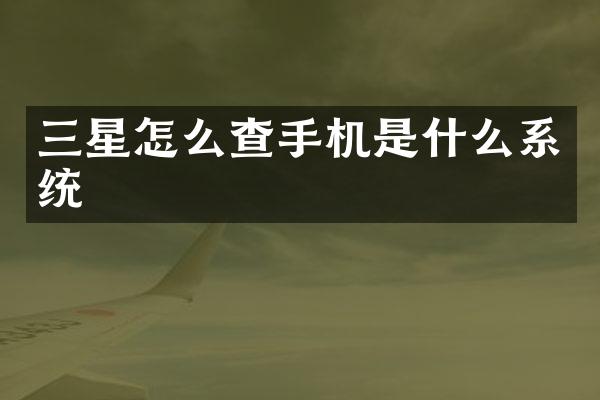 三星怎么查手机是什么系统