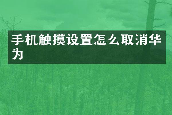手机触摸设置怎么取消华为