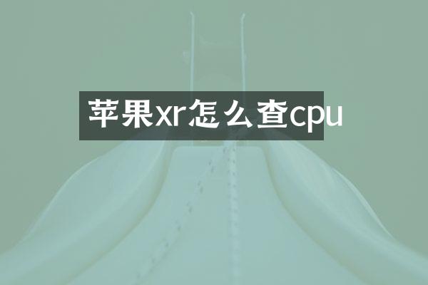 苹果xr怎么查cpu