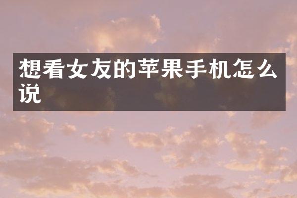 想看女友的苹果手机怎么说