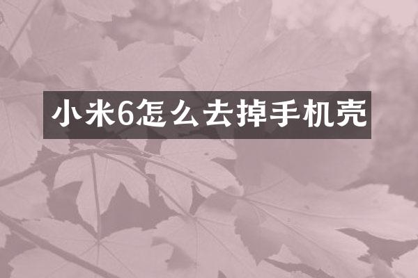小米6怎么去掉手机壳