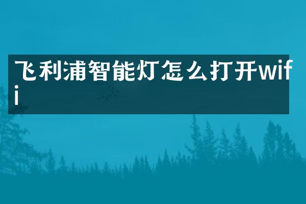 飞利浦智能灯怎么打开wifi