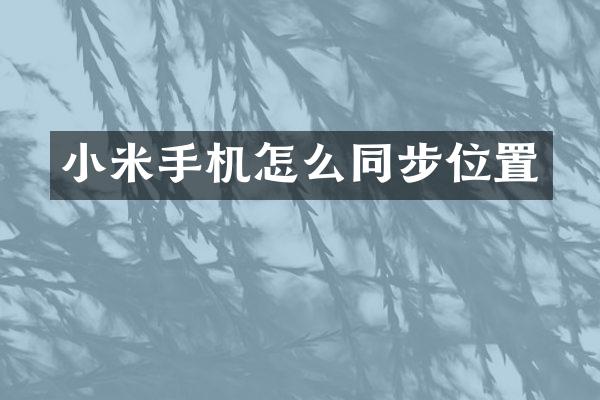 小米手机怎么同步位置