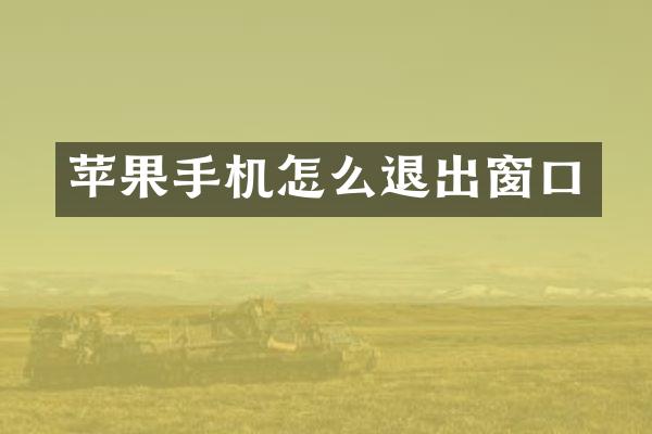 苹果手机怎么退出窗口