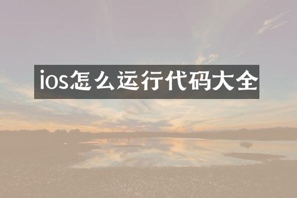 ios怎么运行代码大全