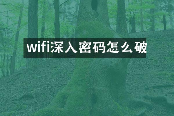 wifi深入密码怎么破