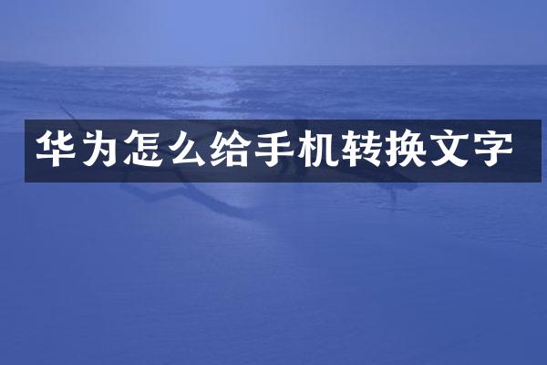 华为怎么给手机转换文字