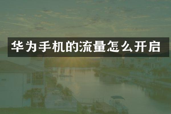 华为手机的流量怎么开启