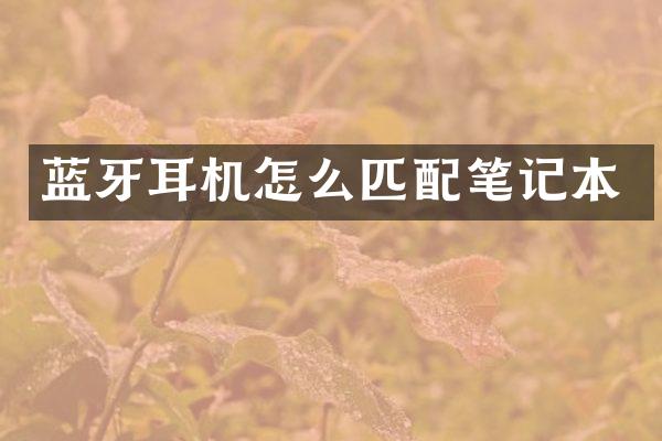 蓝牙耳机怎么匹配笔记本