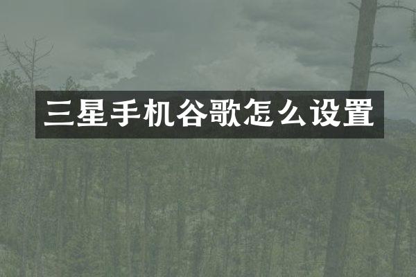 三星手机谷歌怎么设置