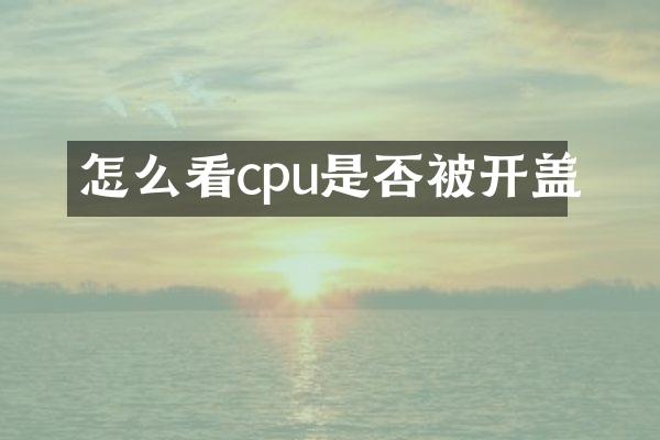 怎么看cpu是否被开盖