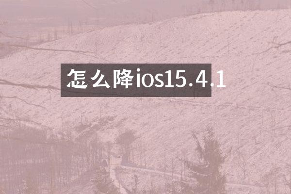 怎么降ios15.4.1