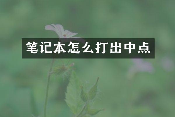 笔记本怎么打出中点