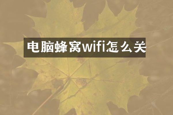 电脑蜂窝wifi怎么关