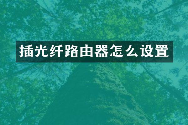 插光纤路由器怎么设置