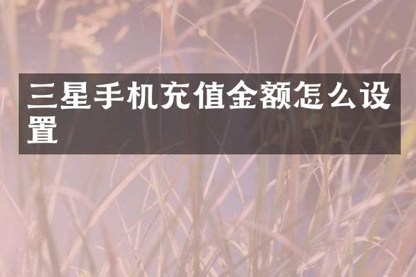 三星手机充值金额怎么设置