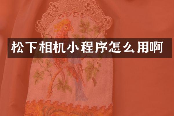 相机小程序怎么用啊