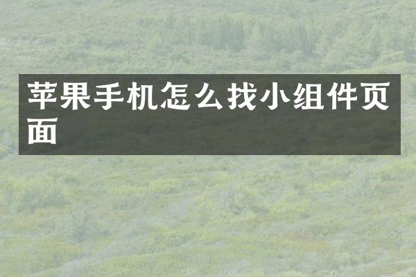 苹果手机怎么找小组件页面
