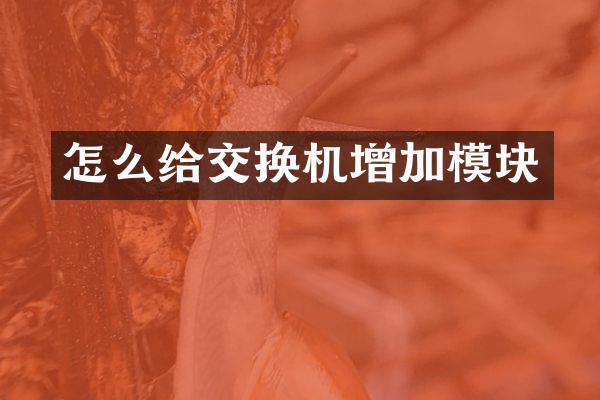 怎么给交换机增加模块