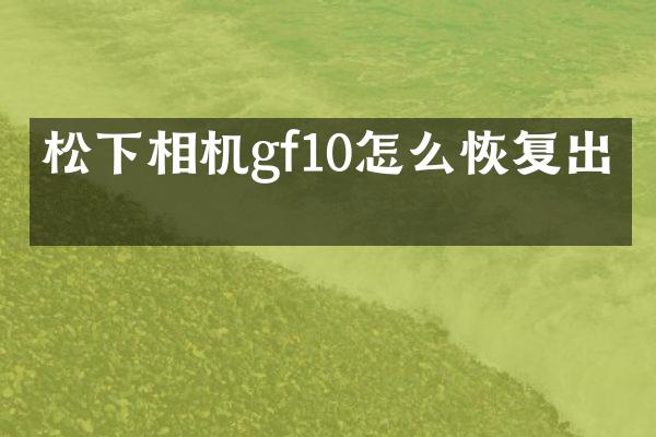 相机gf10怎么恢复出厂