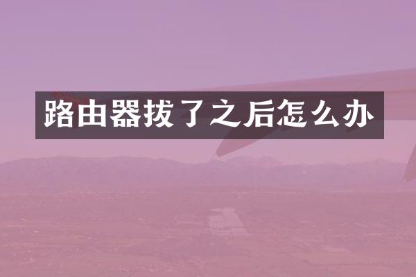 路由器拔了之后怎么办