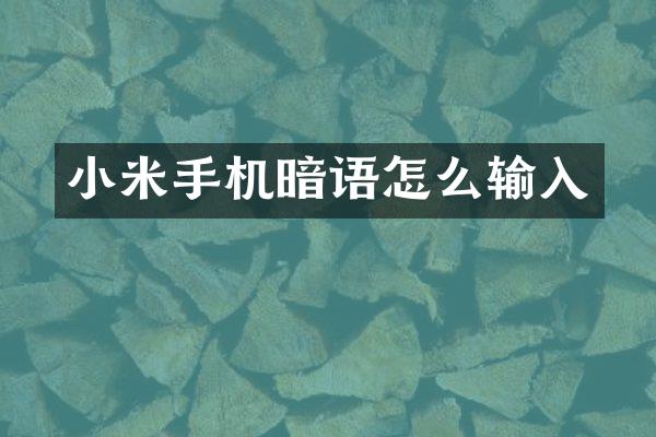 小米手机暗语怎么输入