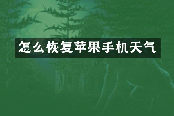 怎么恢复苹果手机天气