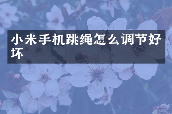 小米手机跳绳怎么调节好坏