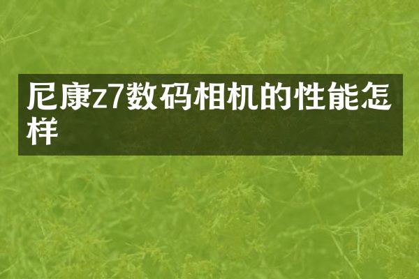 尼康z7数码相机的性能怎么样