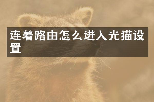 连着路由怎么进入光猫设置