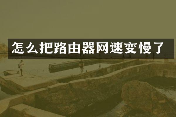 怎么把路由器网速变慢了