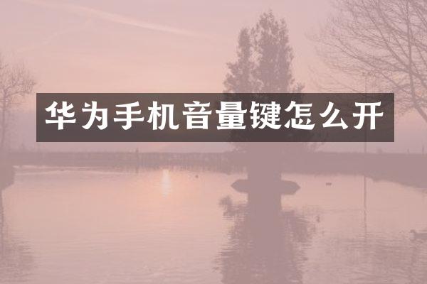 华为手机音量键怎么开