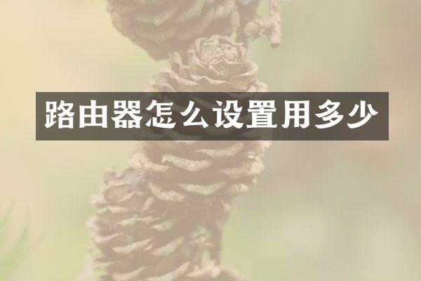 路由器怎么设置用多少