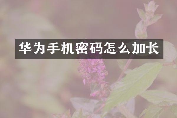 华为手机密码怎么加长