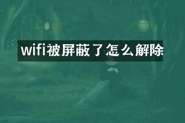 wifi被屏蔽了怎么解除