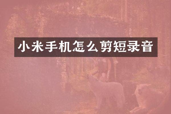 小米手机怎么剪短录音