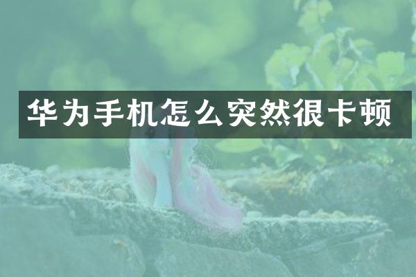 华为手机怎么突然很卡顿