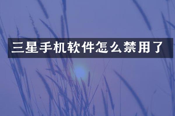 三星手机软件怎么禁用了