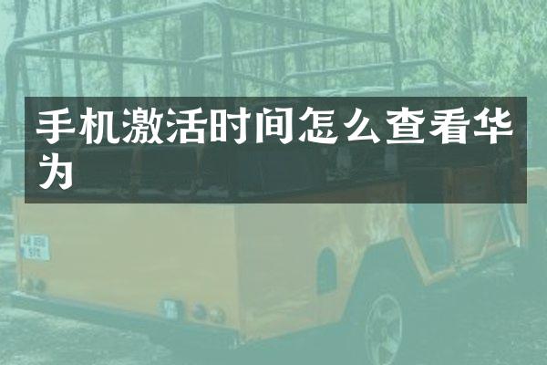 手机激活时间怎么查看华为