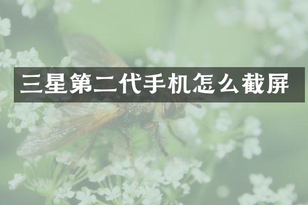 三星第二代手机怎么截屏