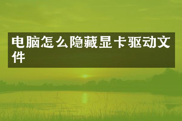 电脑怎么隐藏显卡驱动文件