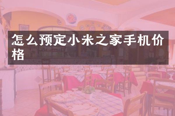 怎么预定小米之家手机价格