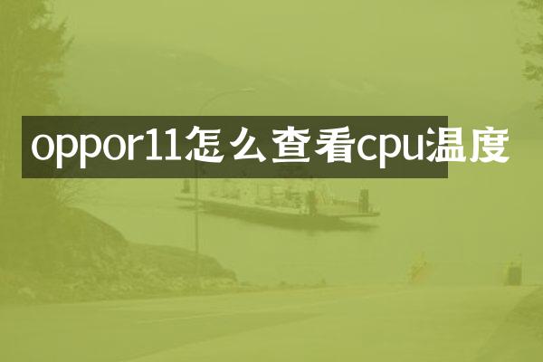 oppor11怎么查看cpu温度