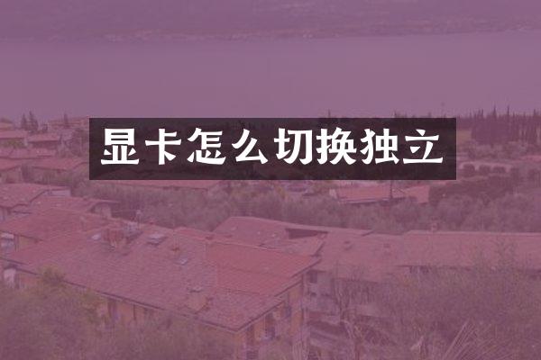 显卡怎么切换独立