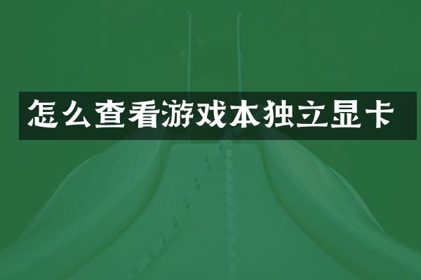 怎么查看游戏本独立显卡
